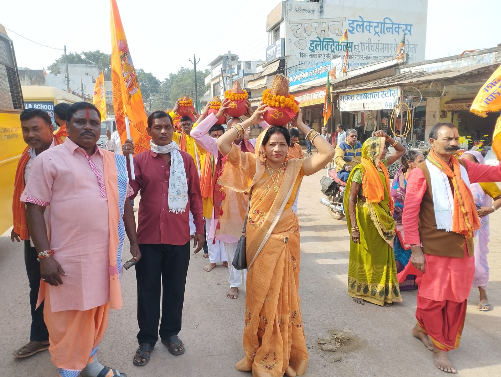 अयोध्या में स्थापित होगा श्री राम लला तैयारी शुरू पाटन में राम भक्तो ने निकाली कलश शोभायात्रा